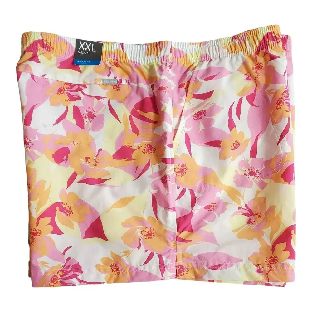 New Columbia Shorts Tropical Floral Pink Yellow Orange Womens 2X XXL Hawaiian - Picture 2 of 15